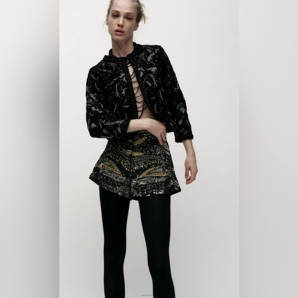NWT ZARA SEQUIN SHORTS - Picture 8 of 16